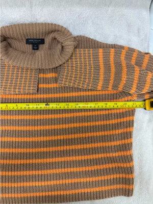 Ann Taylor roll neck sweater striped preppy orange and tan Size Petite Small thumbnail 6