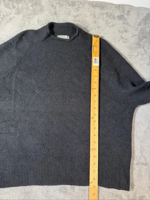 J.Crew Women’s Large Black Merino Wool Alpaca Blend Raglan Mock Neck Sweater thumbnail 8