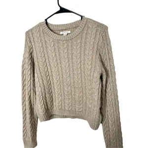 American Eagle Tan Cable Knit Sweater Size Large‎ thumbnail 2