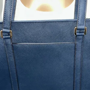 Michael Kors Navy Blue Leather Double Handle, Zipper Closure Shoulder Bag thumbnail 6