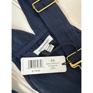NWT WEWOREWHAT Solid Navy Basic Overall Jumpsuit Bib Straight Leg Denim Sz XS thumbnail 4
