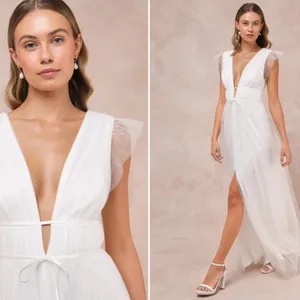 LULU's Prom Wedding Bridal Shower Engagement Tulle Empire Waist Maxi Dress thumbnail 2