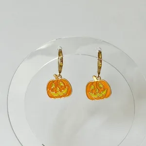 Halloween Pumpkin Earrings (402) 🎃 Orange thumbnail 4