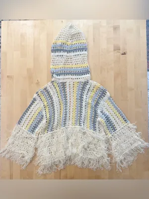 POL Crochet Hooded Fringe Multi Color Cardigan Sweater thumbnail 2