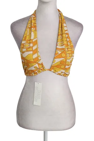 Out From Under Urban Outfitters Orange Retro Print Bikini Top Size Medium NWT thumbnail 1
