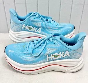 Hoka Women's Clifton 10 Women's Athletic Shoes in Light Blue with White Midsole thumbnail 1