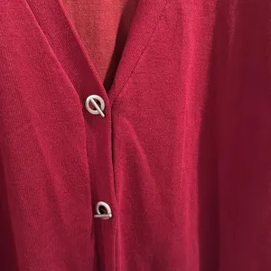 Joan Vass New York Womens Red Cardigan Sweater Size L thumbnail 2