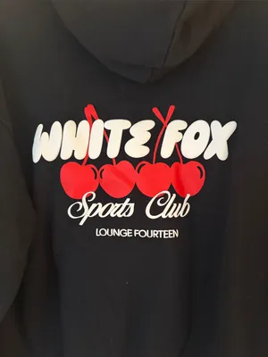 White Fox Sports Club cherry logo black hoodie sweatshirt thumbnail 2