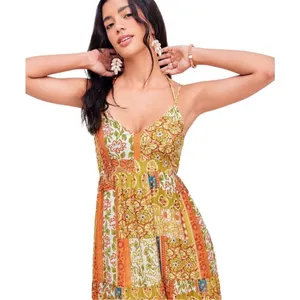 Nordstrom NWT Cider Woven V-Neck Halter Floral Patch Maxi Dress Sz 6 thumbnail 2