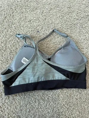 Nike Heather Gray & Black V‑Neck Strappy Sports Bra thumbnail 3