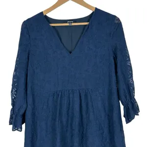 Madewell‎ Slowsong Dress Womens 0 Navy Blue Embroidered Lace Coastal Grandmother thumbnail 3