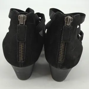 Eileen‎ Fisher Black Leather Strappy Cage Wedge Sandals Womens 8 Zip Back thumbnail 3