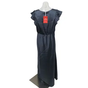 NEW The Occasion by Old Navy Blue Satin Flutter Sleeve V Neck Polka Dot Dress L thumbnail 3