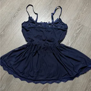 Elegant Navy Lace Lingerie Babydoll Chemise thumbnail 3