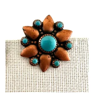 Bell Trading Post solid copper and turquoise clip on earrings thumbnail 3