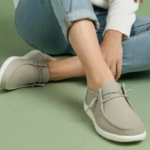 Hey Dude Gray Chambray Women's Loafers thumbnail 1