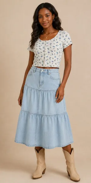 Blue Floral Cropped Button Front Baby Tee Cardigan Top Women's Small Cottage thumbnail 1
