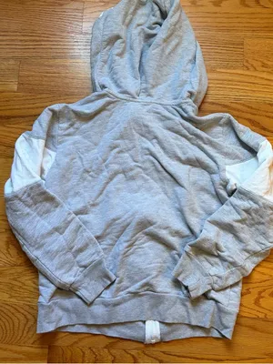 Soulcycle Grey and White Colorblock Zip Hoodie size large thumbnail 2