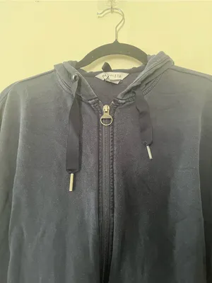 Athleta Navy Blue Zip Up Hoodie Sweatshirt XS Model Off Duty Athleisure Lounge thumbnail 3