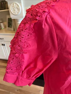 Avara Maribeth Top Berry Women’s Lace-Trim Button Front Blouse - Berry Pink New thumbnail 6