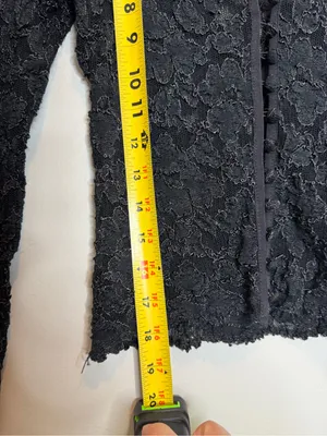VTG Bisou Bisou USA Black Floral Sheer Lace Whimsigoth Top Long Sleeve Y2K XS thumbnail 6