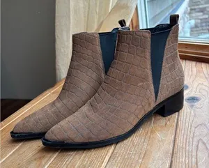Brown Crocodile-Patterned Marc Fisher Ankle Boots thumbnail 1