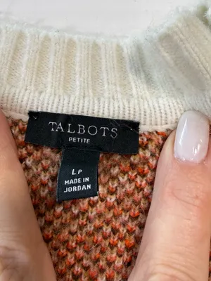 Talbots Plaid Button-Front Cardigan in Cream, Brown, Rust Size LP thumbnail 5