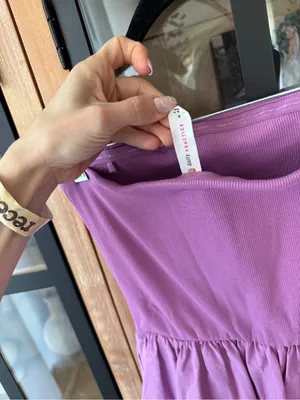 Daily Practice by Anthropologie Strapless Midi Dress ribbed orchid tube cotton thumbnail 3