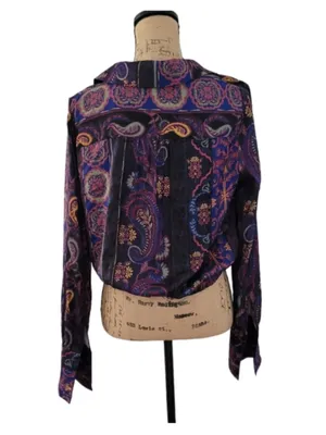 $98 NWOT Free People Lana satin wrap 70s inspired blouse M thumbnail 4