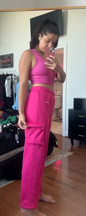 SheIn Pink cargo sweatpants thumbnail 1