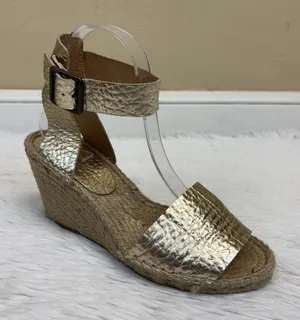 J. Crew Corsica Metallic Gold Espadrille Wedge Sandals Size 7 thumbnail 1