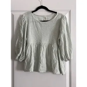 Anthropologie Mint Green Amorina Babydoll Top Textured‎ Puff Sleeve Small thumbnail 5