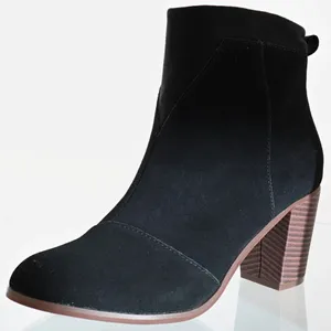 Toms Women’s Lunata Black Suede Mid Block Booties Size 9‎ thumbnail 4