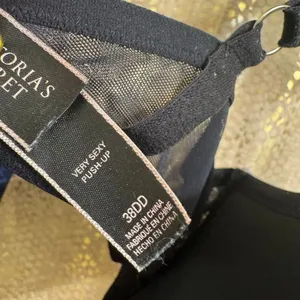 Victorias Secret Very Sexy Pushup Navy Blue Black Lace Rhinestone Bra 38DD thumbnail 7