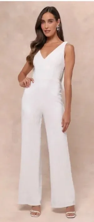 Lulus white sequin jumpsuit thumbnail 1