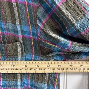 Antropologie Pilcro Women Olive Plaid Shirt with Blue Stripes Size S. thumbnail 7