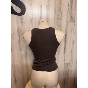 American Eagle Dark Grey Ribbed Tank Top Womens Size XS Extra Small Basic Cami thumbnail 2