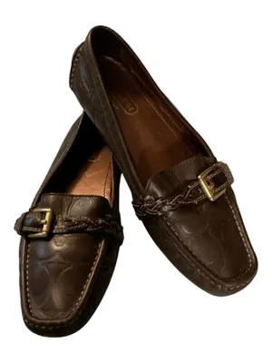 Coach Brown All-Over Embossed Signature Monogram Leather Saidey Loafers - Women's Size 7M thumbnail 1