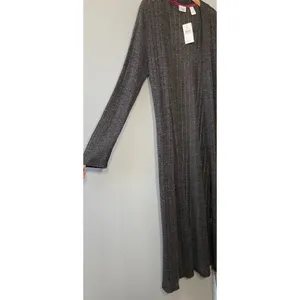 LAVA Size Large Gray Lightweight Pointelle Long Minimalist Duster Cardigan thumbnail 2