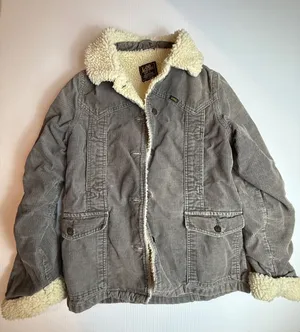Lee Womens Grey Corduroy Sherpa‎ Lined Jacket Small Western Trucker Coat Vintage thumbnail 1