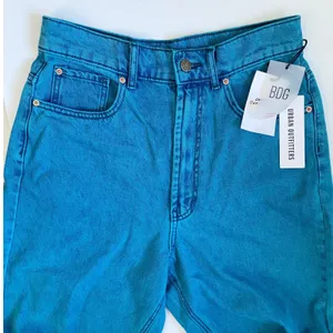 BDG Urban Outfitters High Rise Baggy Distressed‎ Jeans Teal Blue NWT 28 thumbnail 7