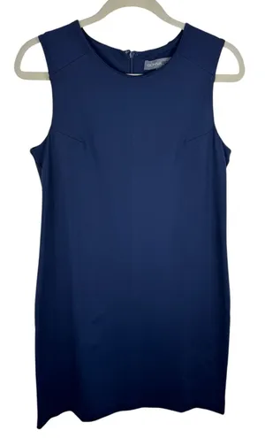 Donna Ricco Navy‎ Blue Nylon Sleeveless Stretchy Knee Length Sheath Dress Size M thumbnail 1