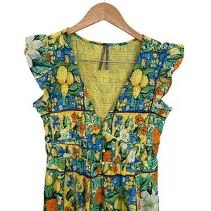Anthropologie Peregrine Flutter Sleeve Maxi Dress In Fruit Motif XS thumbnail 5