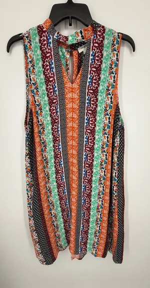 Umgee Women Tunic Dress Size Large Patchwork Multicolor Sleeveless Boho Hippie thumbnail 1
