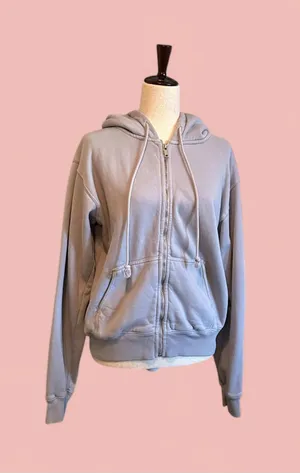 John Galt Women’s Light Gray Zip-Up Hoodie Sweatshirt thumbnail 1