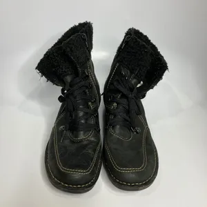 Clarks Nikki Imperial lace up boots Black leather woman's size 8 faux‎ fur thumbnail 3