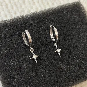 CZ Star Dangle Drop Earrings for Men Women Streetwear Hip Hop Punk Unisex thumbnail 1