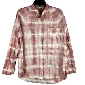 Zara Pink Tye Dye Button Down Blouse Medium thumbnail 1