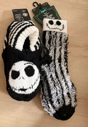 Disney Tim Burton's The Nightmare Before Christmas Slipper Socks and Crew Socks thumbnail 1