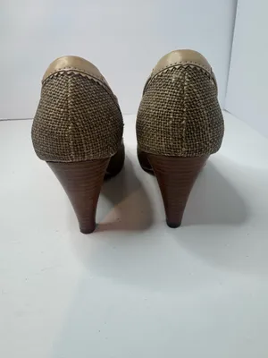 Merona Tan Peep Toe Heels Women's Size 7.5 thumbnail 4